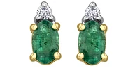 10K Yellow Gold Emerald & Diamond Earring