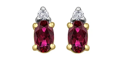 10K Yellow Gold Ruby and Diamond Studs