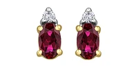 10K Yellow Gold Ruby and Diamond Studs