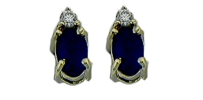 10K Yellow Gold Sapphire & Diamond Stud Earrings