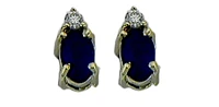 10K Yellow Gold Sapphire & Diamond Stud Earrings