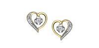 10K Yellow Gold 0.03cttw Diamond Heart Stud Earrings