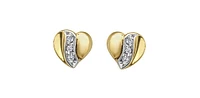 10K Yellow Gold 0.04cttw Diamond Heart Stud Earrings