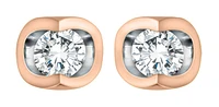 10K White and Rose Gold Diamond Solitaire Earrings 0.06cttw
