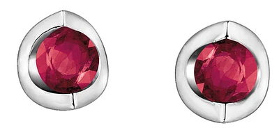 10K White Gold Genuine Ruby  Earrings