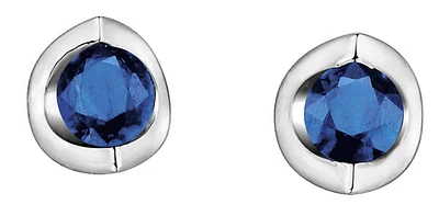 10K White Gold 4mm Sapphire Earrings