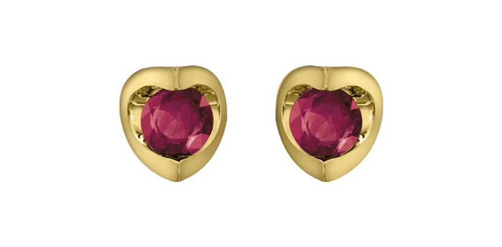 10K Yellow Gold Ruby Earring