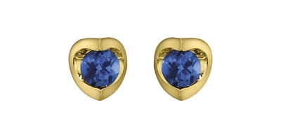 10K Yellow Gold Sapphire Earring