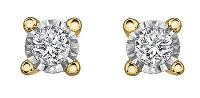 10K Yellow Gold Illusion Set Diamond Solitaire Earrings 0.04cttw