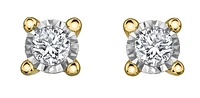 10K Yellow Gold Illusion Set Diamond Solitaire Earrings 0.04cttw