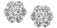 10K White Gold Illusion Set Diamond Solitaire Earrings 0.08cttw