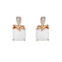 10K Rose Gold White Agate & Diamond Earrings