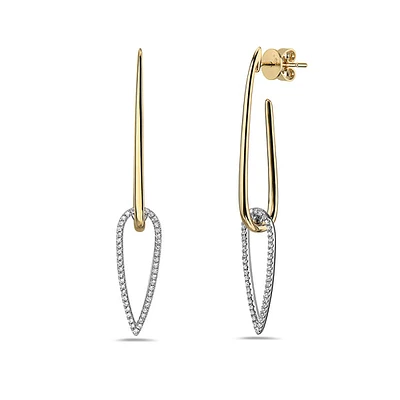 14K Yellow and White Gold 0.28 cttw Diamond Earrings