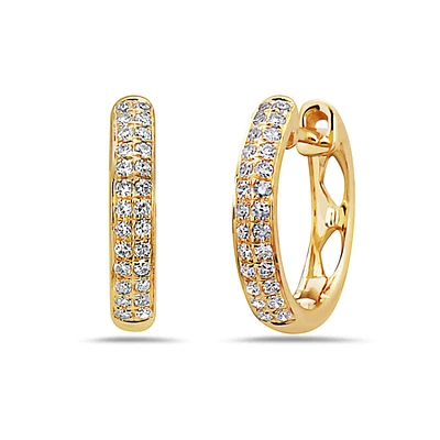 14K Yellow Gold 0.17 cttw Diamond Hoop Earrings