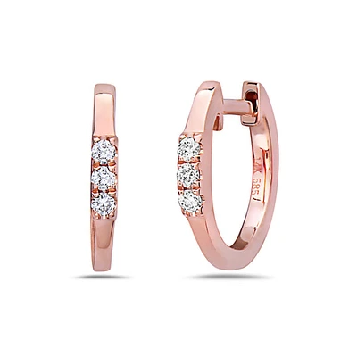 14K Rose Gold 0.08cttw Diamond Hoop Earring