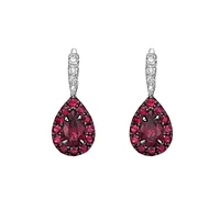 10K White Gold Prong-set Ruby & Diamond Earrings