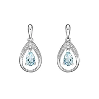 10K White Gold Aquamarine & Diamond Earrings