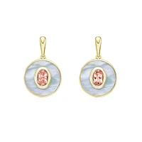 10K Yellow Gold Morganite and Mother of Pearl Earrings