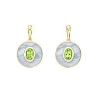 10K Yellow Gold Peridot and Mother of Pearl Earrings