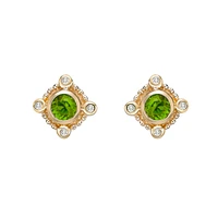 TRACKING - 10K Yellow Gold Peridot and Diamond Earrings