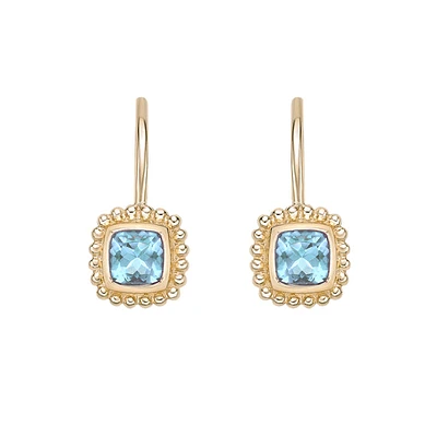 10K Yellow Gold Bezel-set Aquamarine Earrings