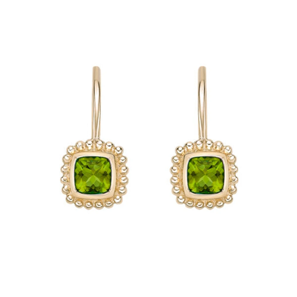 10K Yellow Gold Peridot Lever Back Earrings