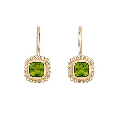 10K Yellow Gold Peridot Lever Back Earrings