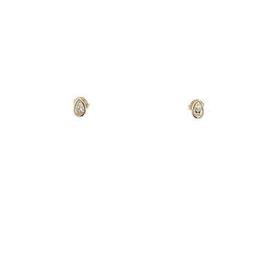 10K Lab Grown Diamond Bezel Stud Earrings - Gold / Pear
