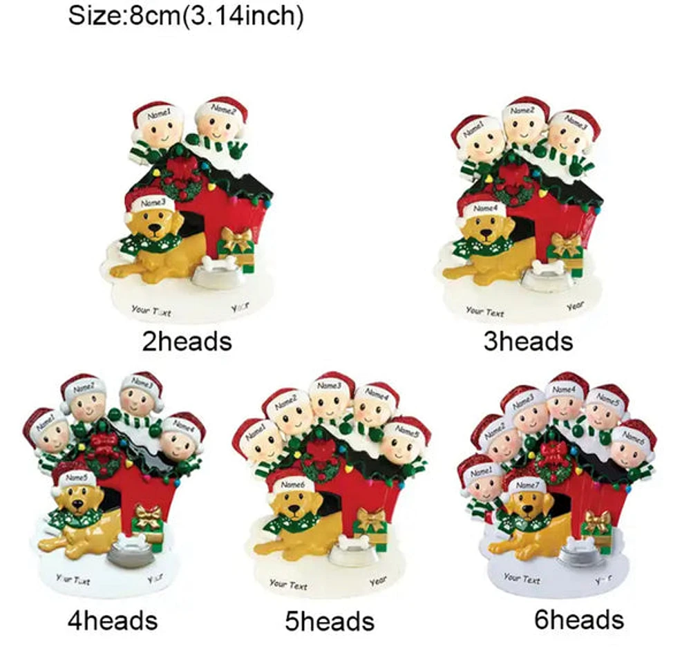 Personalized Dog Family Christmas Tree Ornament - 2 People