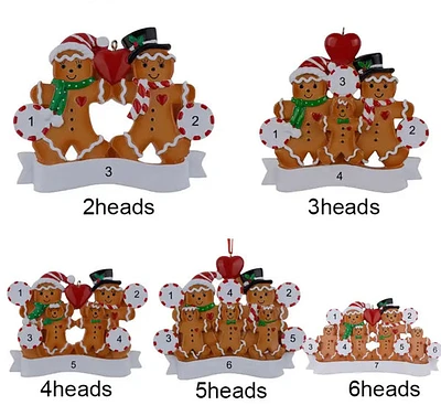 Personalized Gingerbread Family Christmas Tree Ornament - 2 People