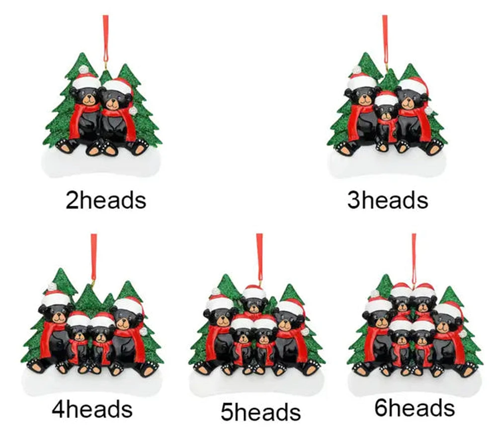 Personalized Bear Family Christmas Tree Ornament - 2 People