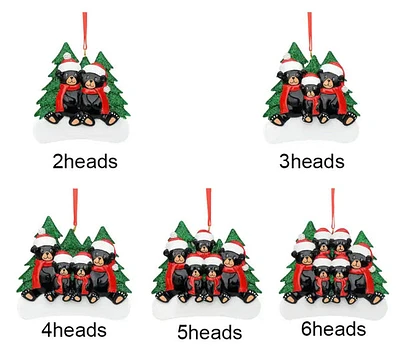 Personalized Bear Family Christmas Tree Ornament - 2 People
