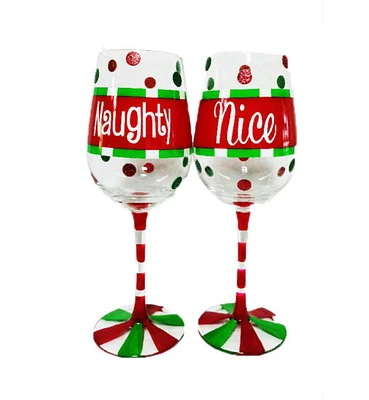 2 Piece Wine Glasses - Naughty & Nice