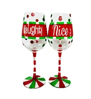 2 Piece Wine Glasses - Naughty & Nice