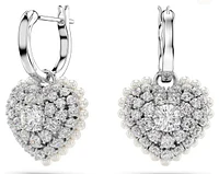 Swarovski -   Hyperbola drop earrings, Heart, White, Rhodium plated - 5684384