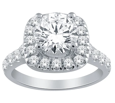 14K White Gold 1.50cttw Natural Diamond Halo Engagement Ring - /