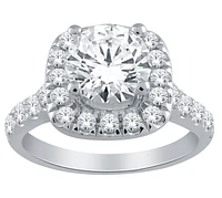 14K White Gold 1.50cttw Natural Diamond Halo Engagement Ring - /