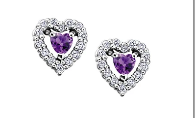 10K White Gold Amethyst and 0.14cttw Diamond Earrings