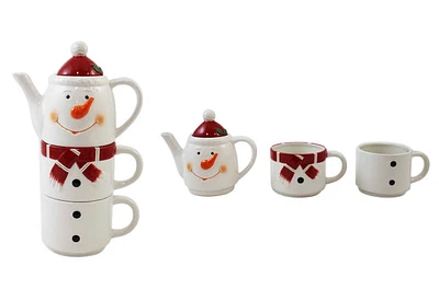 3 Piece Snowman Teapot and Mug Set