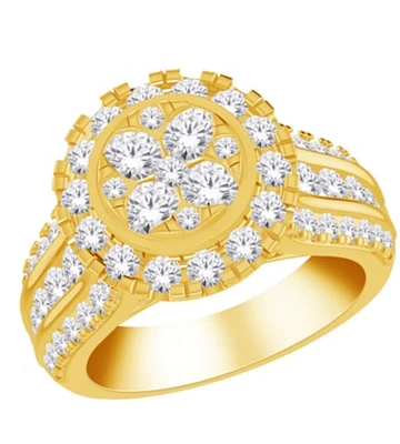 10K Gold 2.50cttw Natural Diamond Halo Engagement Ring - /