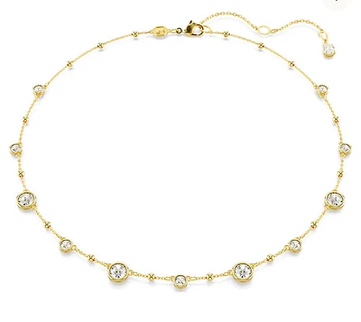 Swarovski - Imber necklace, Round cut, Scattered design, White, Gold-tone plated - 5680090