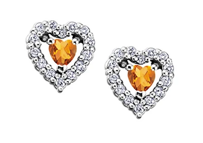 10K White Gold Citrine and 0.14cttw Diamond Earrings