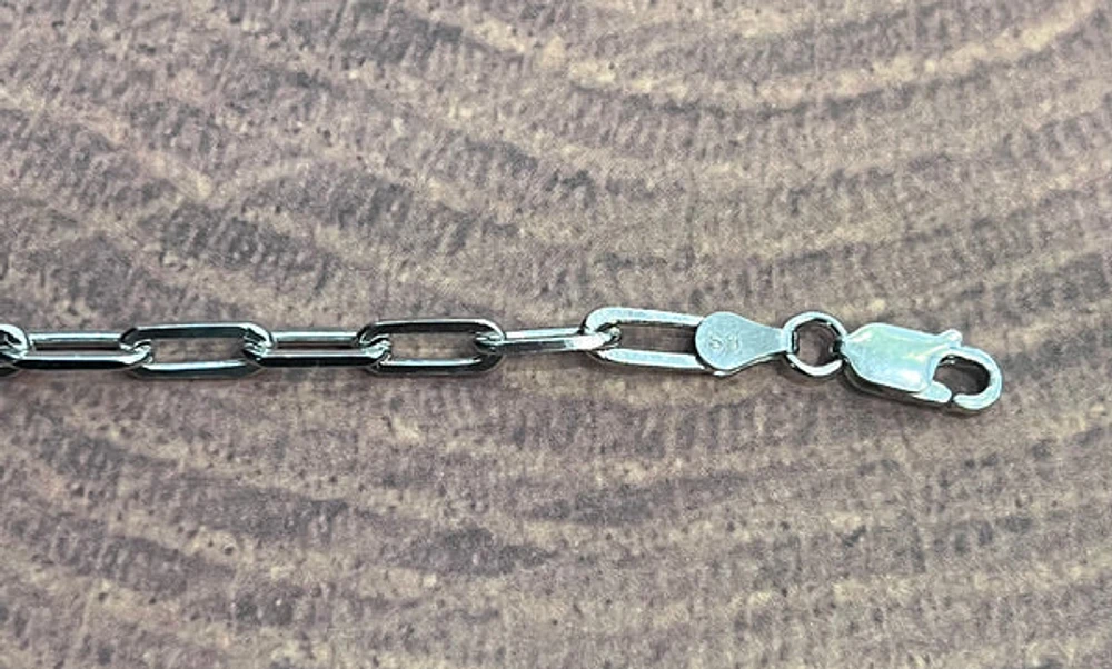 925 Sterling Silver 4.0mm Paperclip Link Bracelet - 7.0 Inches