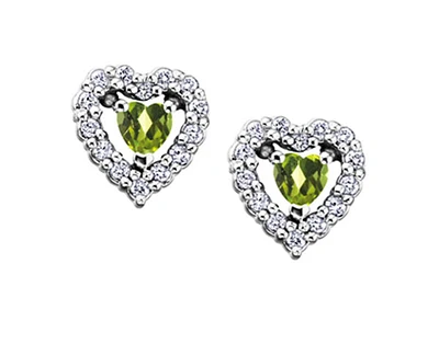 10K White Gold Peridot and 0.14cttw Diamond Earrings