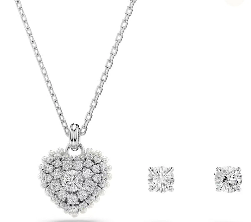 Swarovski -  Hyperbola set, Heart, White, Rhodium plated - 5684383