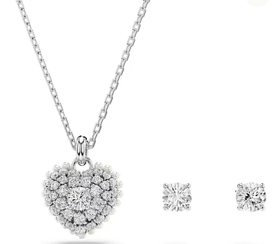 Swarovski -  Hyperbola set, Heart, White, Rhodium plated - 5684383