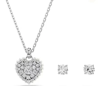 Swarovski -  Hyperbola set, Heart, White, Rhodium plated - 5684383