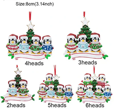 Personalized Penguin Family Christmas Tree Ornament