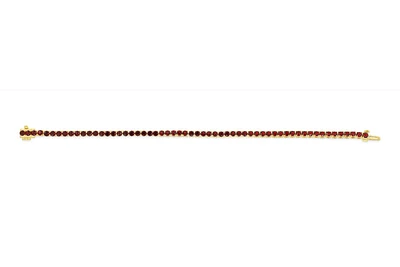 Sterling Silver with 14K Gold Plate Lab Created Garnet  Bracelet 