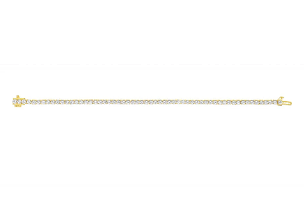 Sterling Silver with 14K Gold Plate Lab Created White Sapphire Bracelet 
